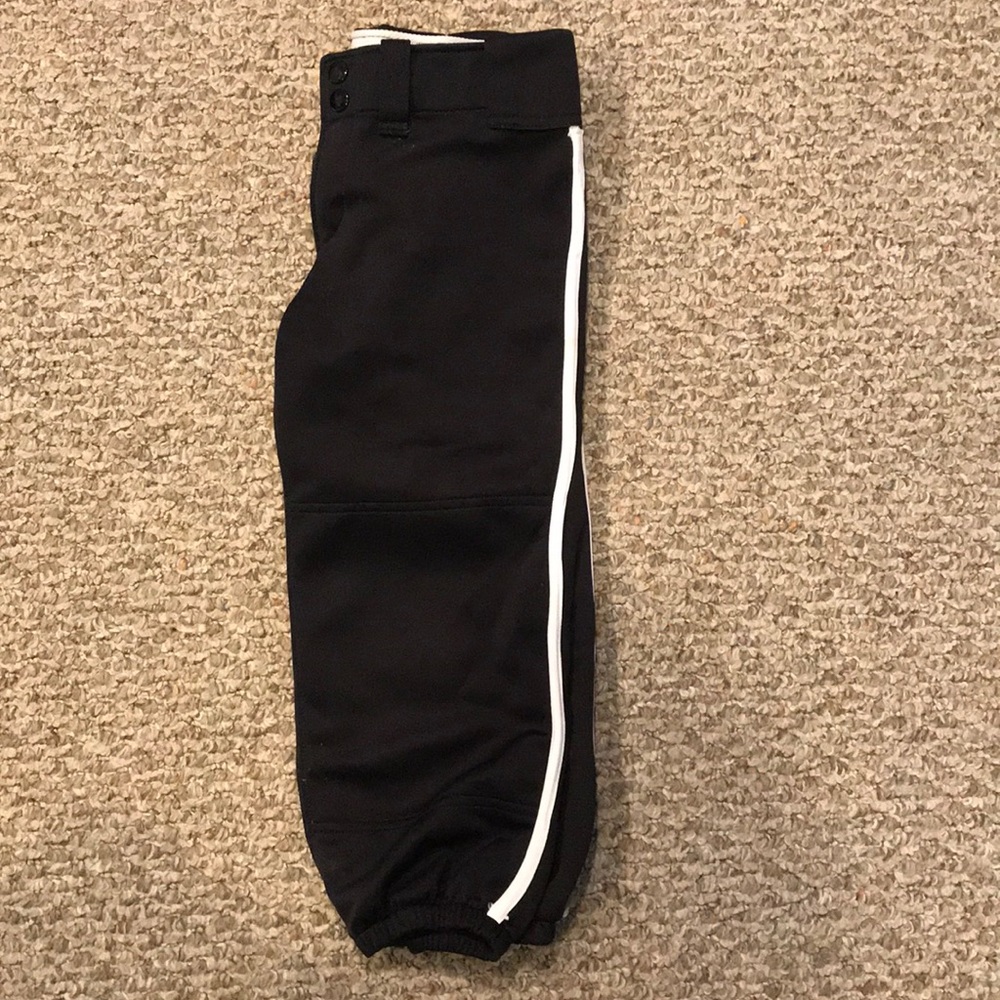 Black mixing softball pants with white stripe